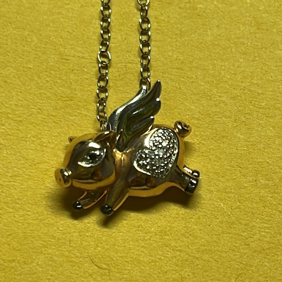 Flying pig pendant sterling silver 18k gold plated - Picture 6 of 8